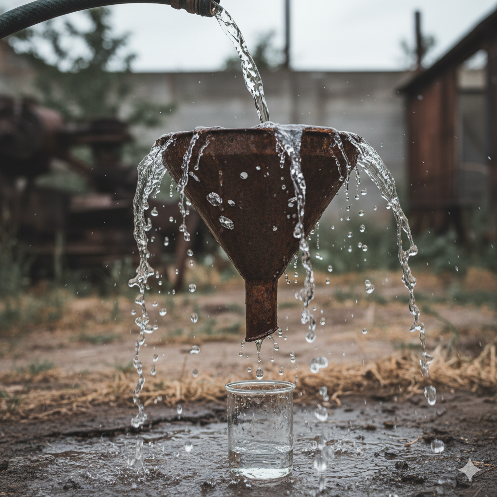 Broken marketing funnel leaking leads