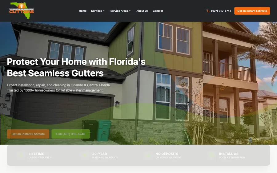 The Florida Seamless Gutter website