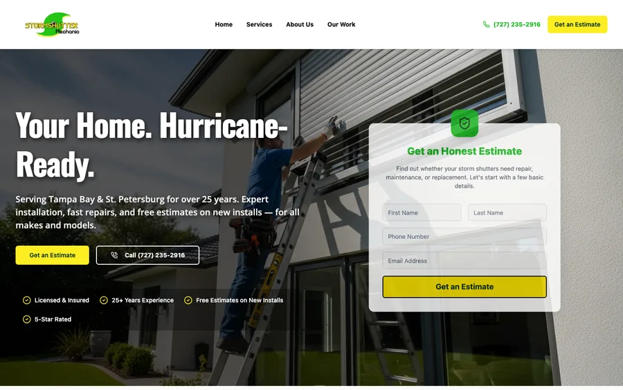 The Storm Shutter Mechanic website